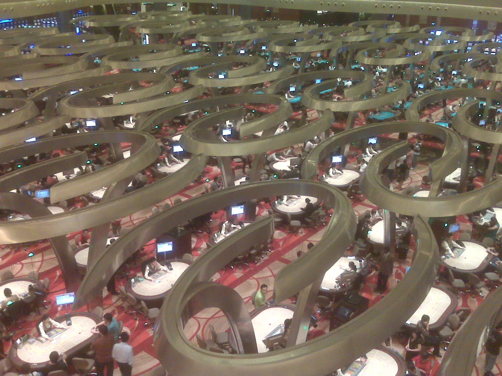 Baccarat tables on the casino floor at Marina Bay Sands, Singapore, photographed in May 2010